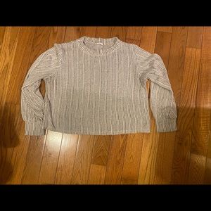 Valentine Blouson Sleeve Knit Mock Turtleneck Blouse